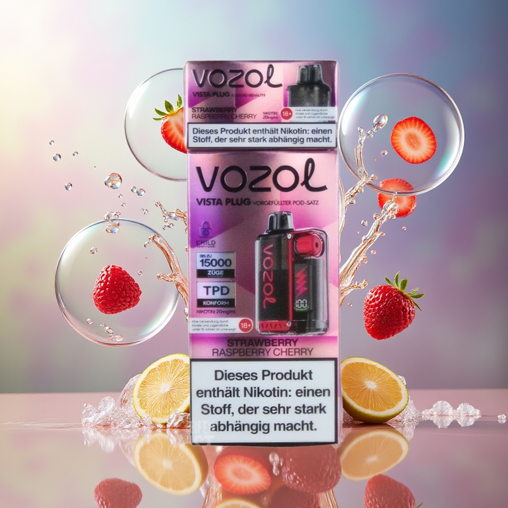 VOZOL VISTA PLUG 6000/10000 Engros Danmark Jordbær Hindbær Kirsebær 360° Smagsfrihed