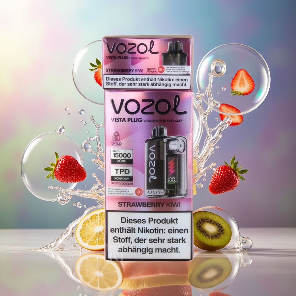 VOZOL VISTA PLUG 6000/10000 Engros Danmark Jordbær Kiwi 360° FlavorFreedom