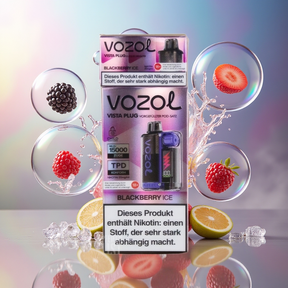 VOZOL VISTA PLUG 6000/10000 Engros Danmark Synlig E-Væske Beholder Blackberry Is
